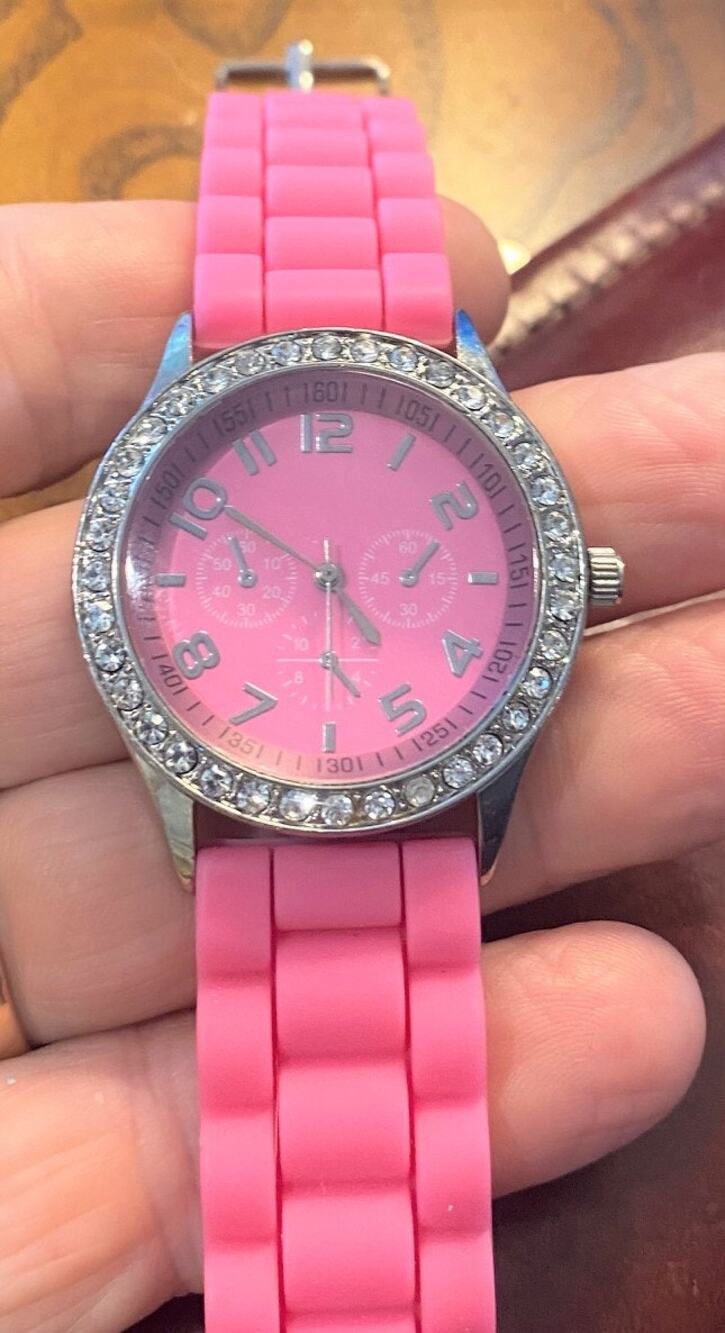 Women's 40mm Silver Tone Darice Watch, Crystal Accents, Poly Band
